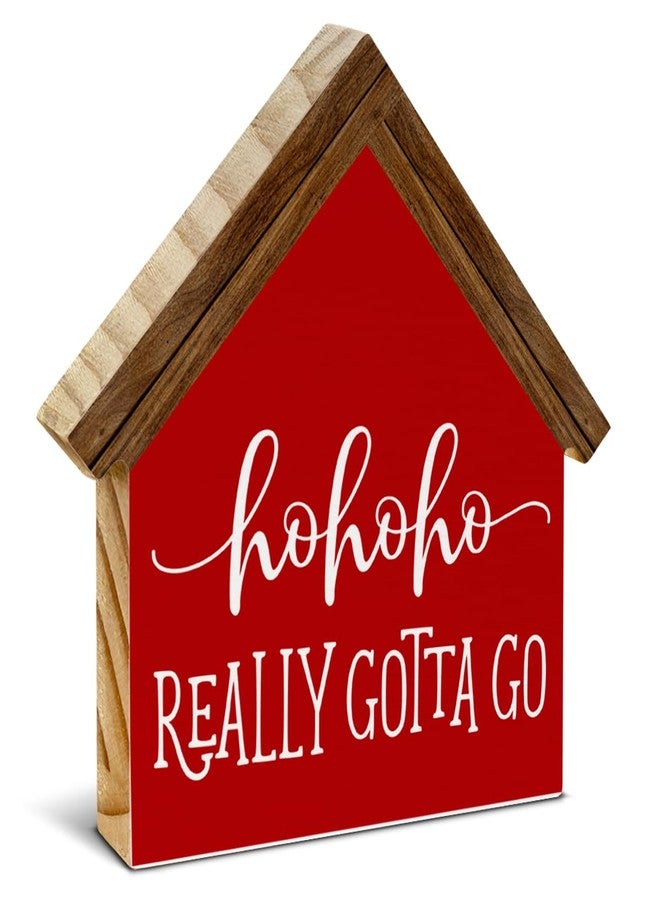 CIANMGD Christmas Bathroom Decor, Funny Ho Ho House Shaped Wood Sign, Christmas Restroom Bathroom Decorations for Farmhouse Home - Image 1